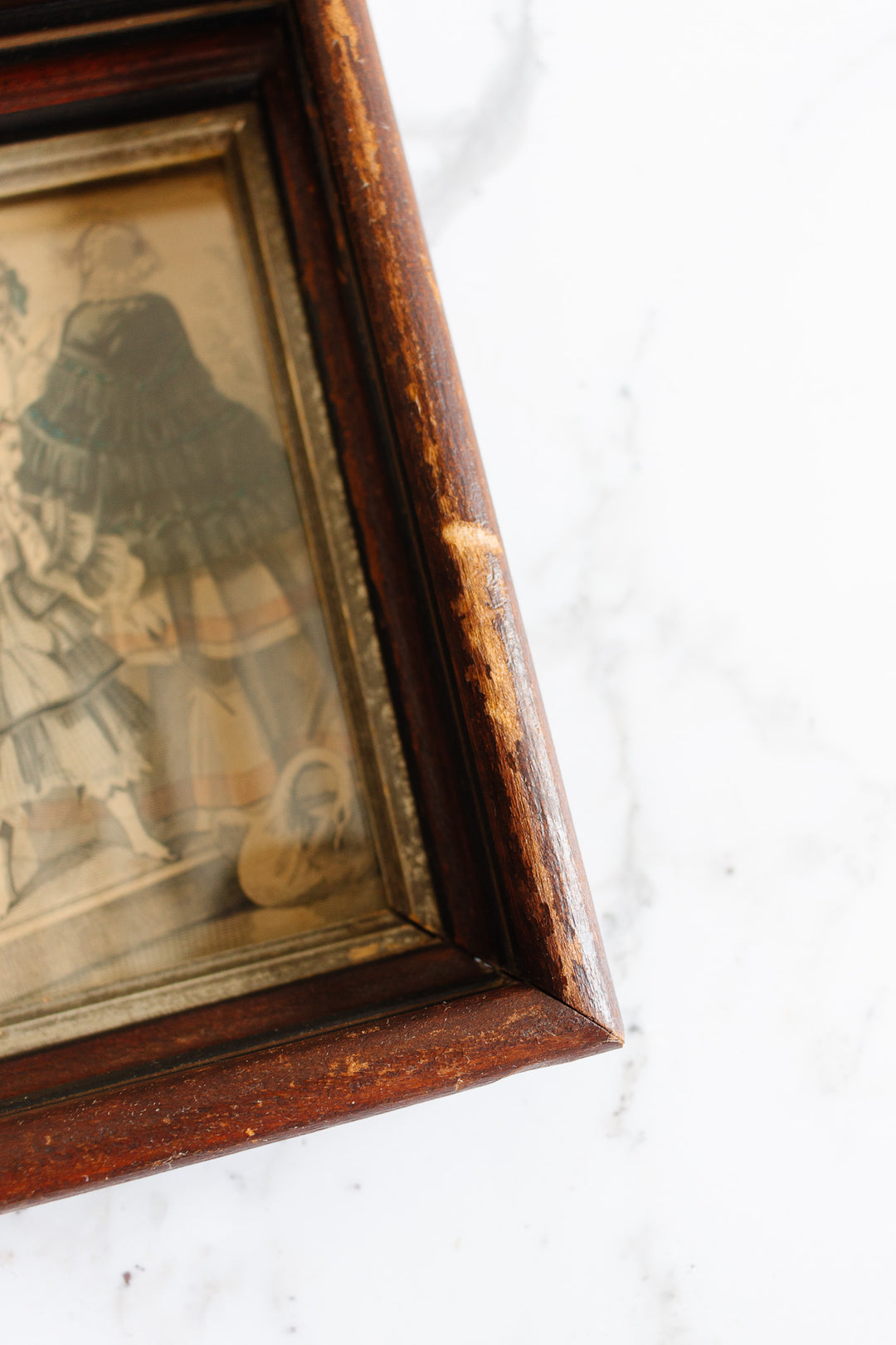 antique English petite framed print