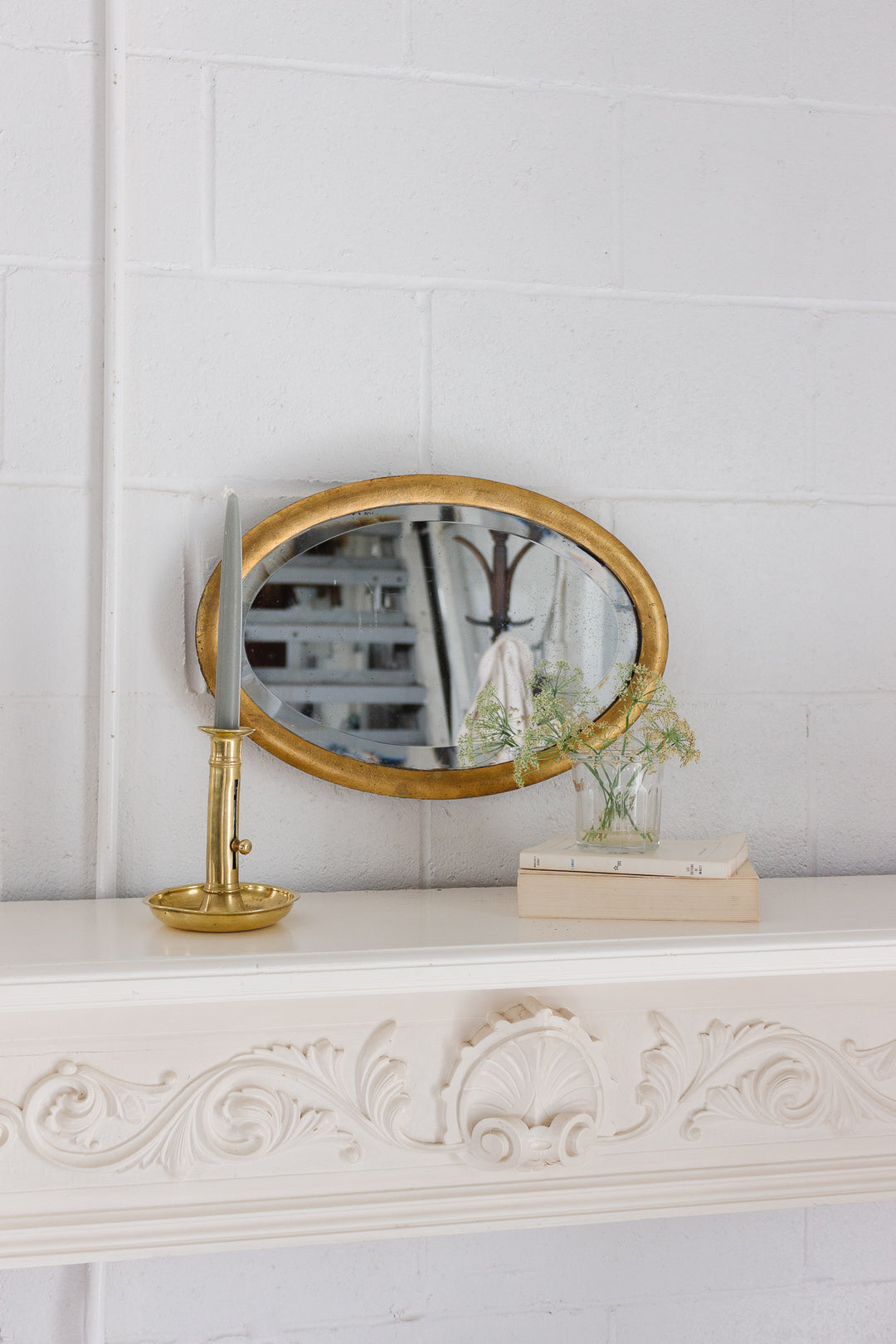 antique English gilt wood and beveled glass mirror