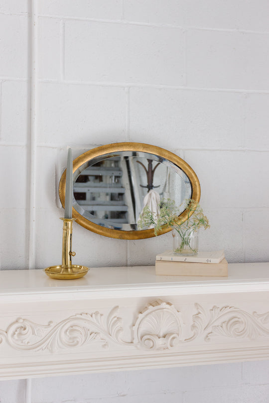 antique English gilt wood and beveled glass mirror
