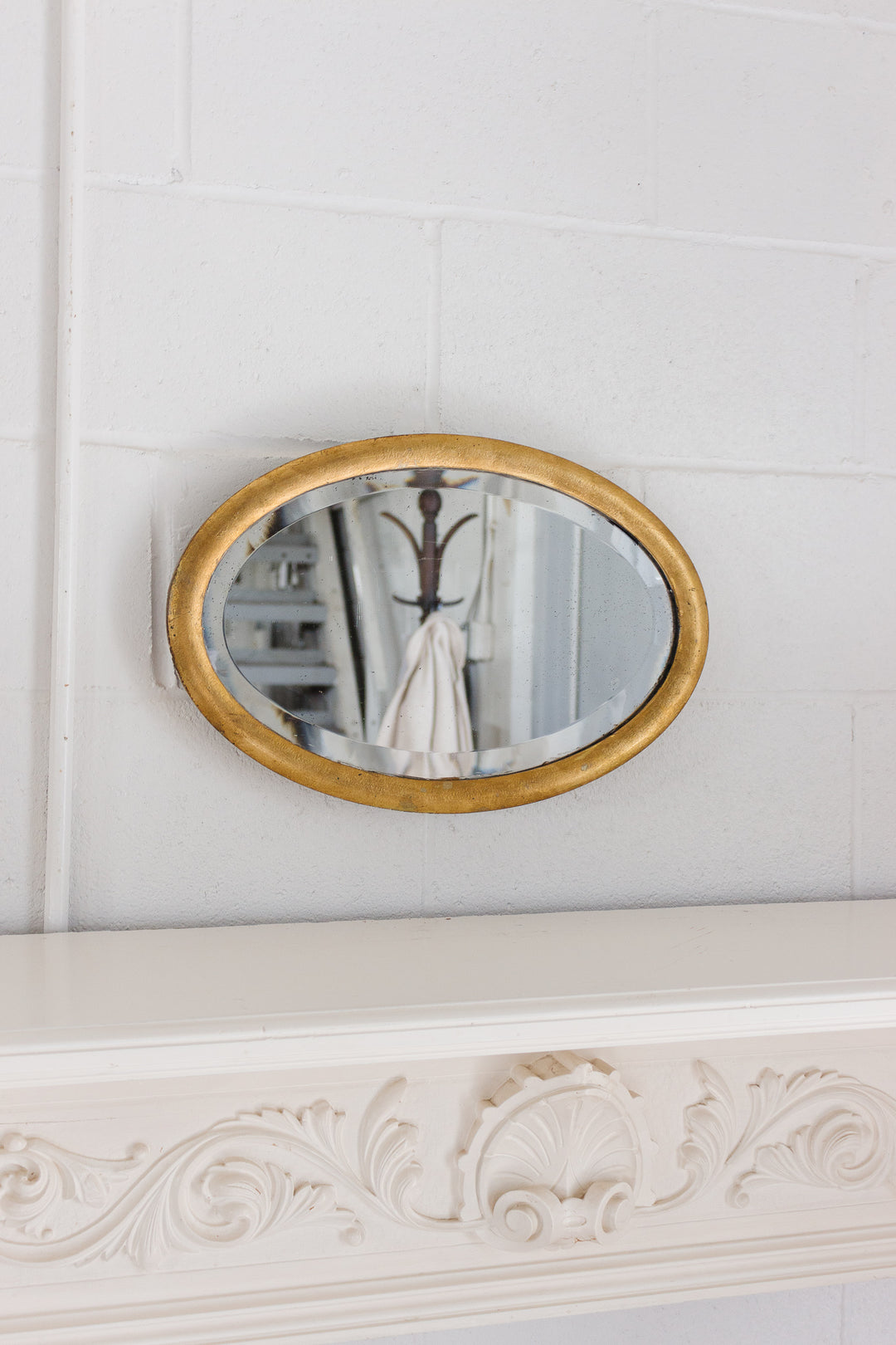 antique English gilt wood and beveled glass mirror