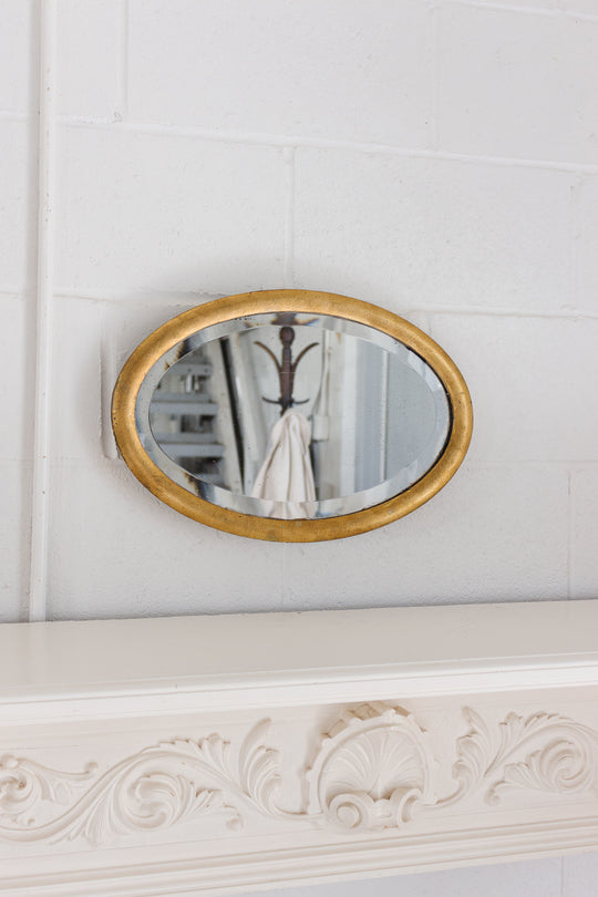 antique English gilt wood and beveled glass mirror