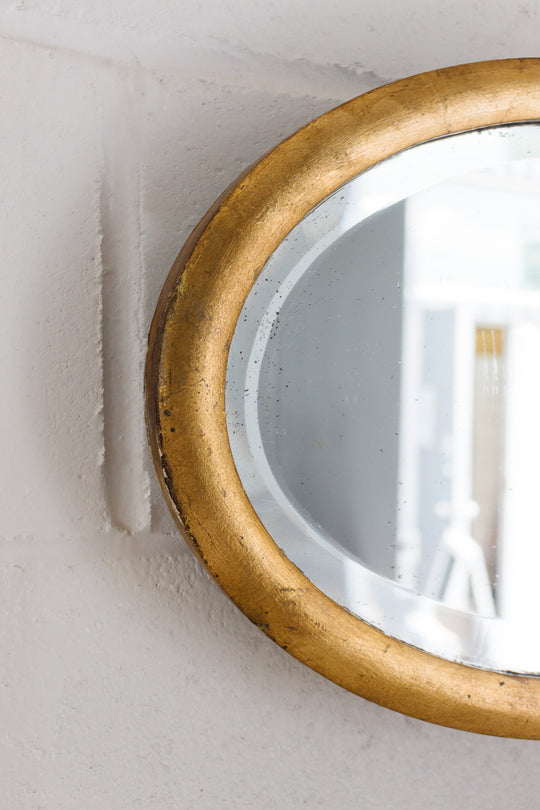 antique English gilt wood and beveled glass mirror