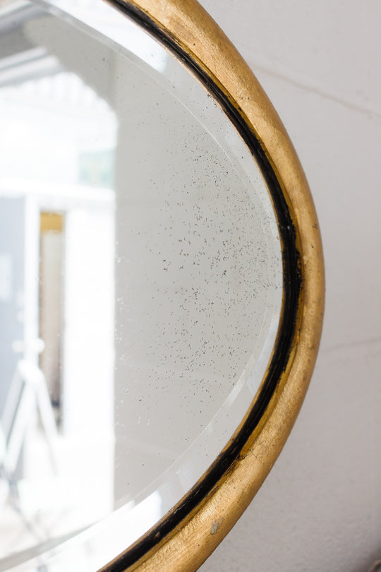 antique English gilt wood and beveled glass mirror