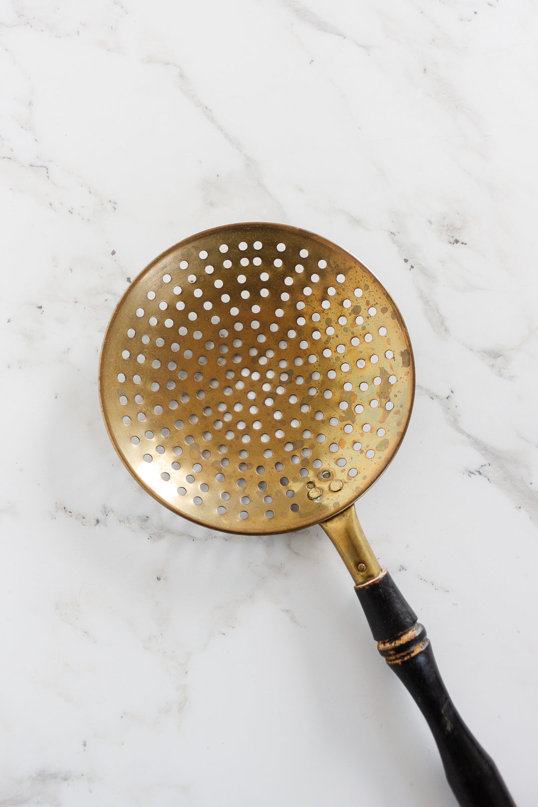 antique french brass and ebony kitchenware