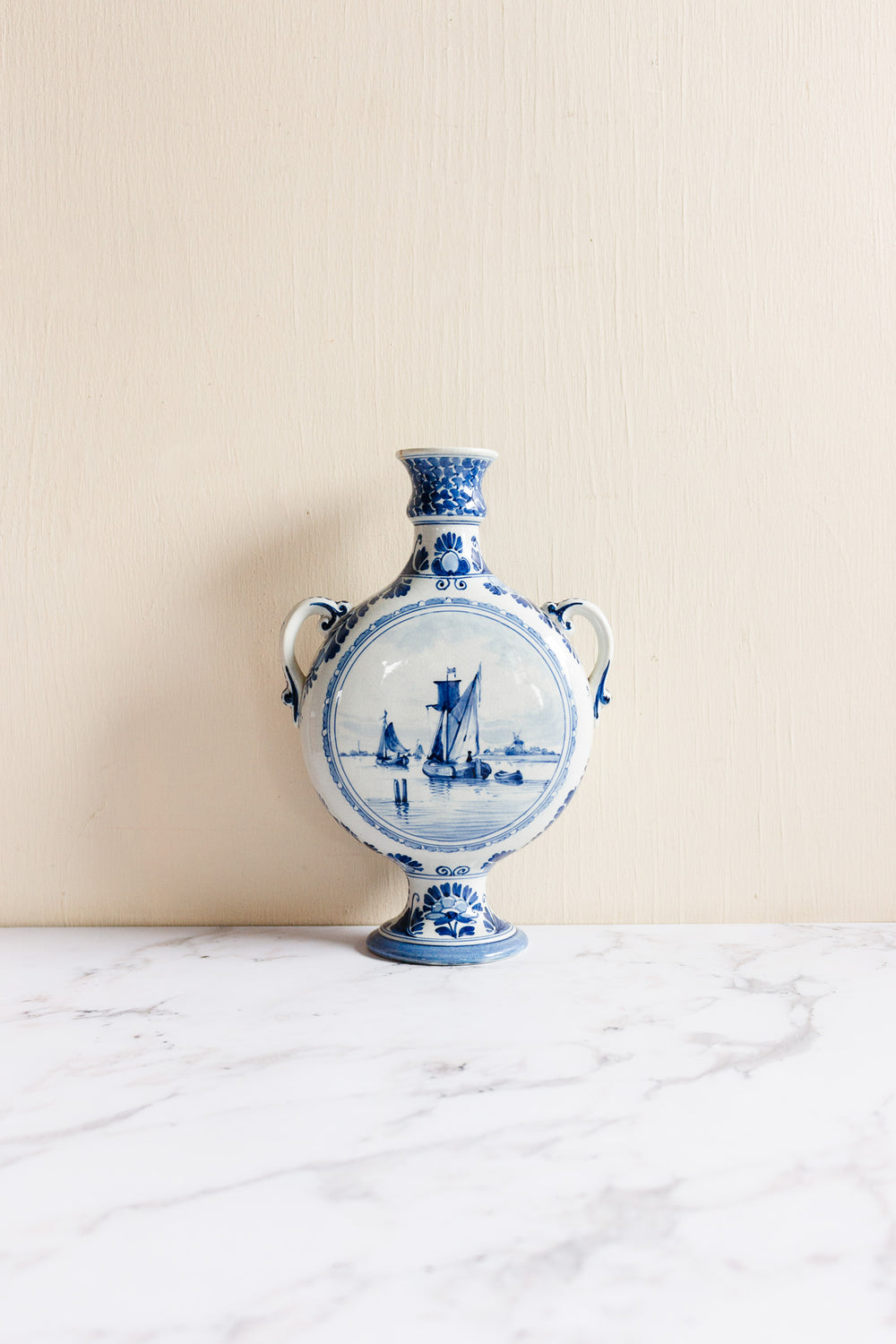 19th century Joost Thooft & Labouchere for Porceleyne Fles Delft ware vase