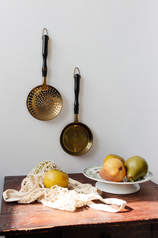 antique french brass and ebony kitchenware