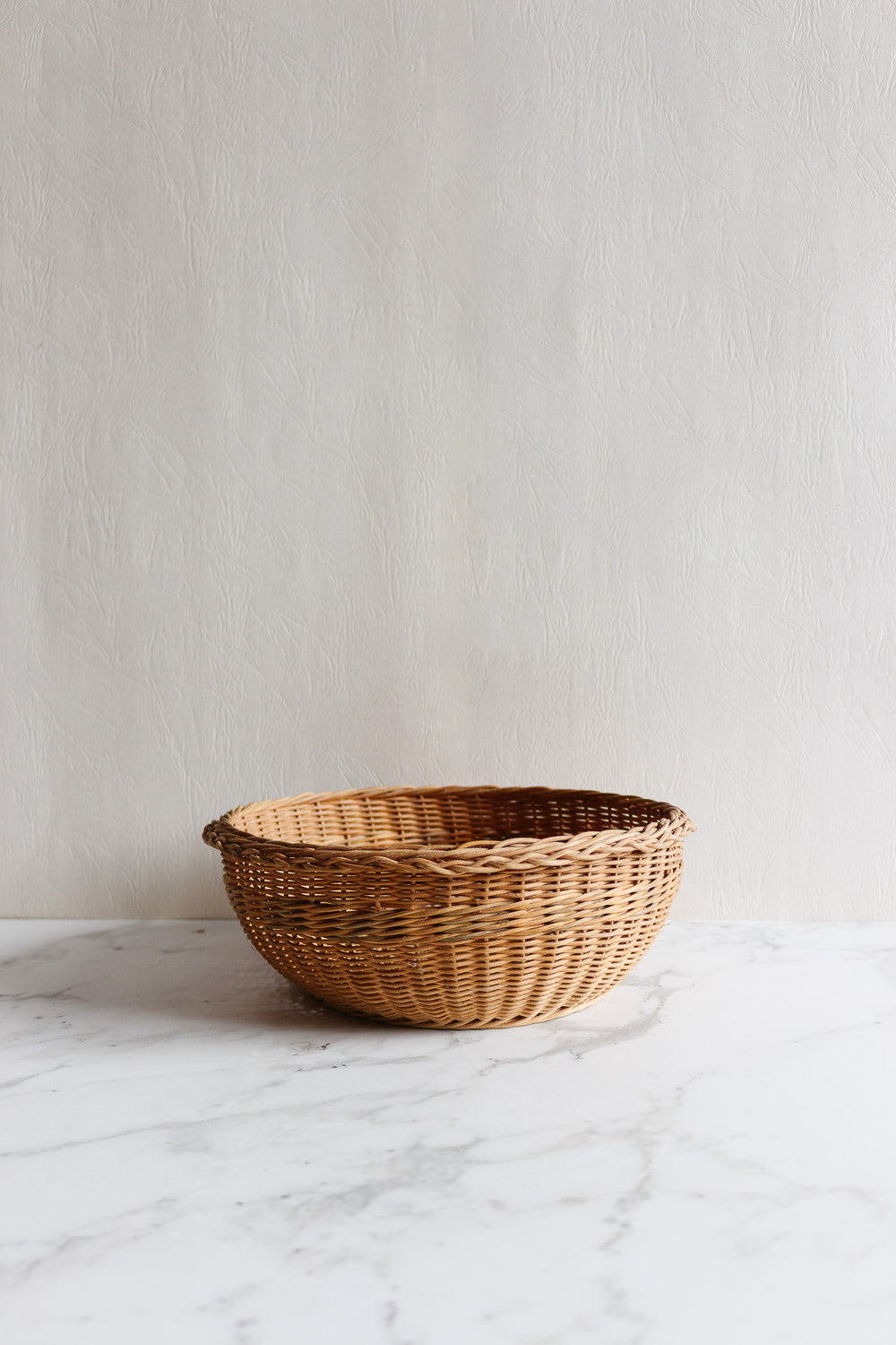 vintage french woven wicker round basket