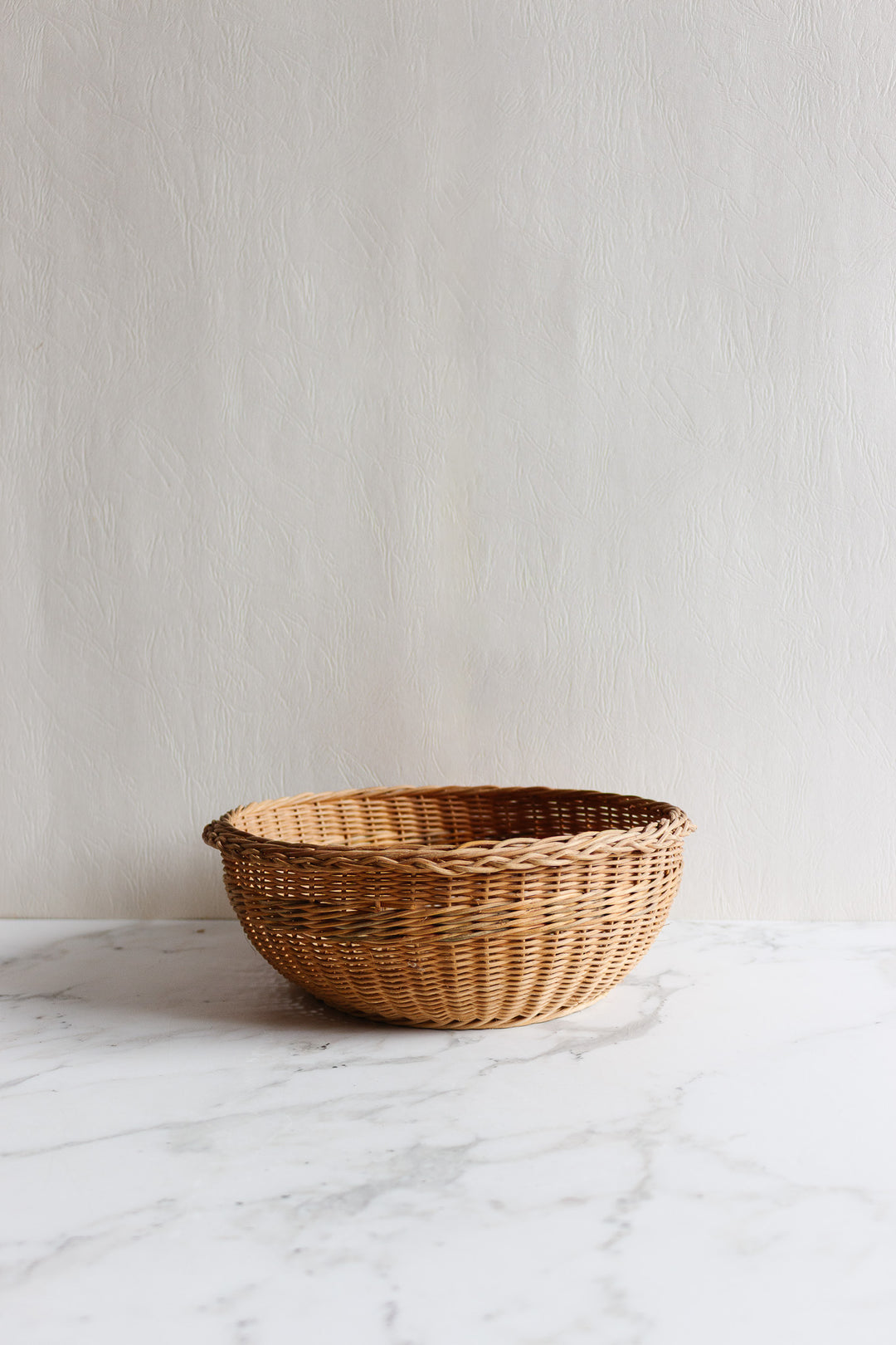 vintage french woven wicker round basket