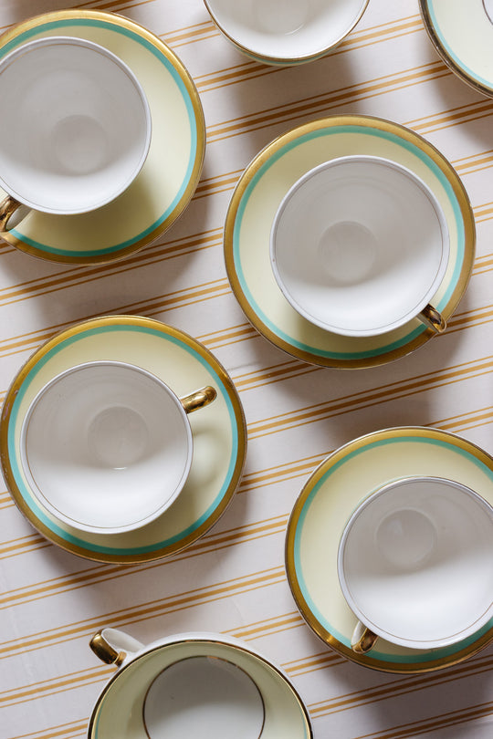 antique art deco myotts staffordshire teacups, set of 8