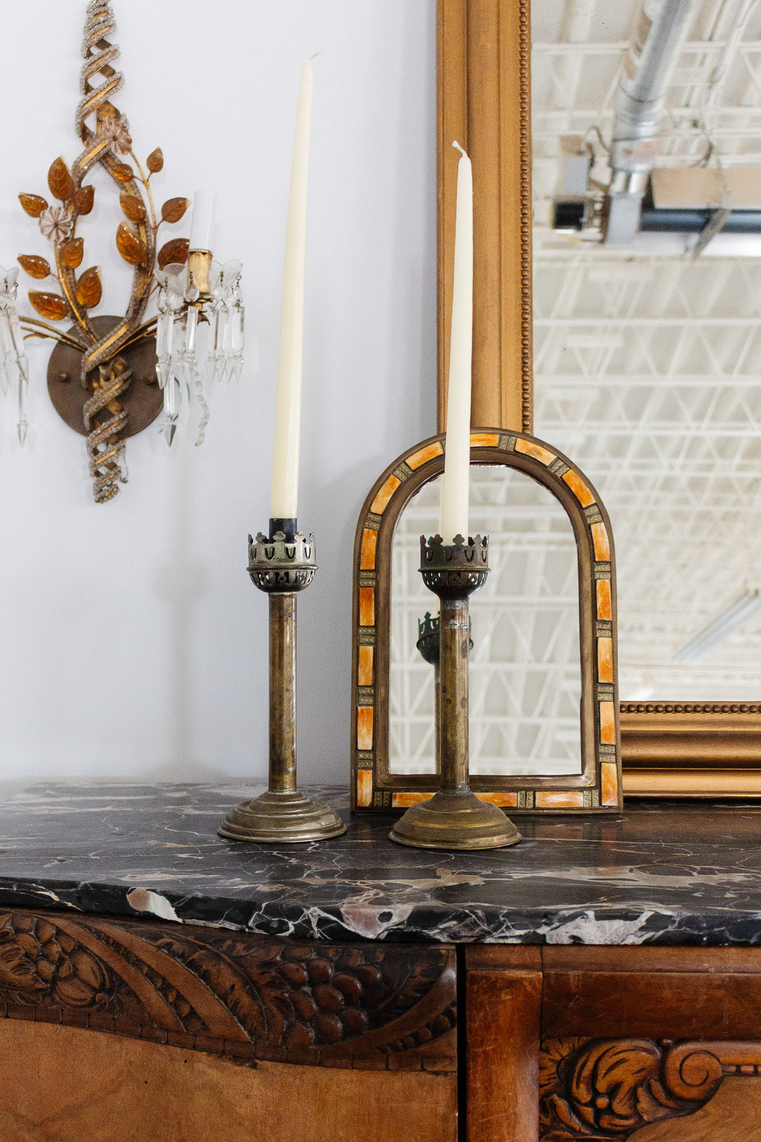 pair of antique french torch candlesticks