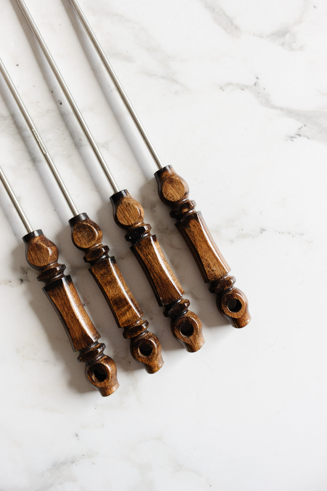 vintage german set of 4 turned wood fondue forks