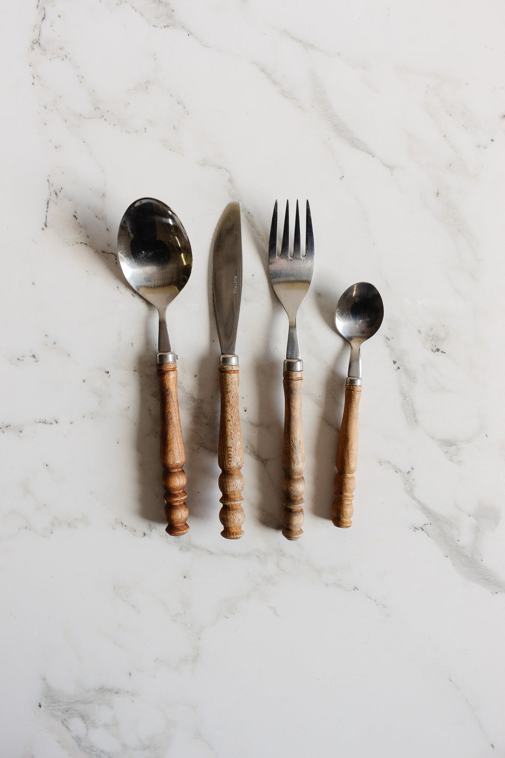 vintage german rostfrei wood and stainless steel cutlery set of 20