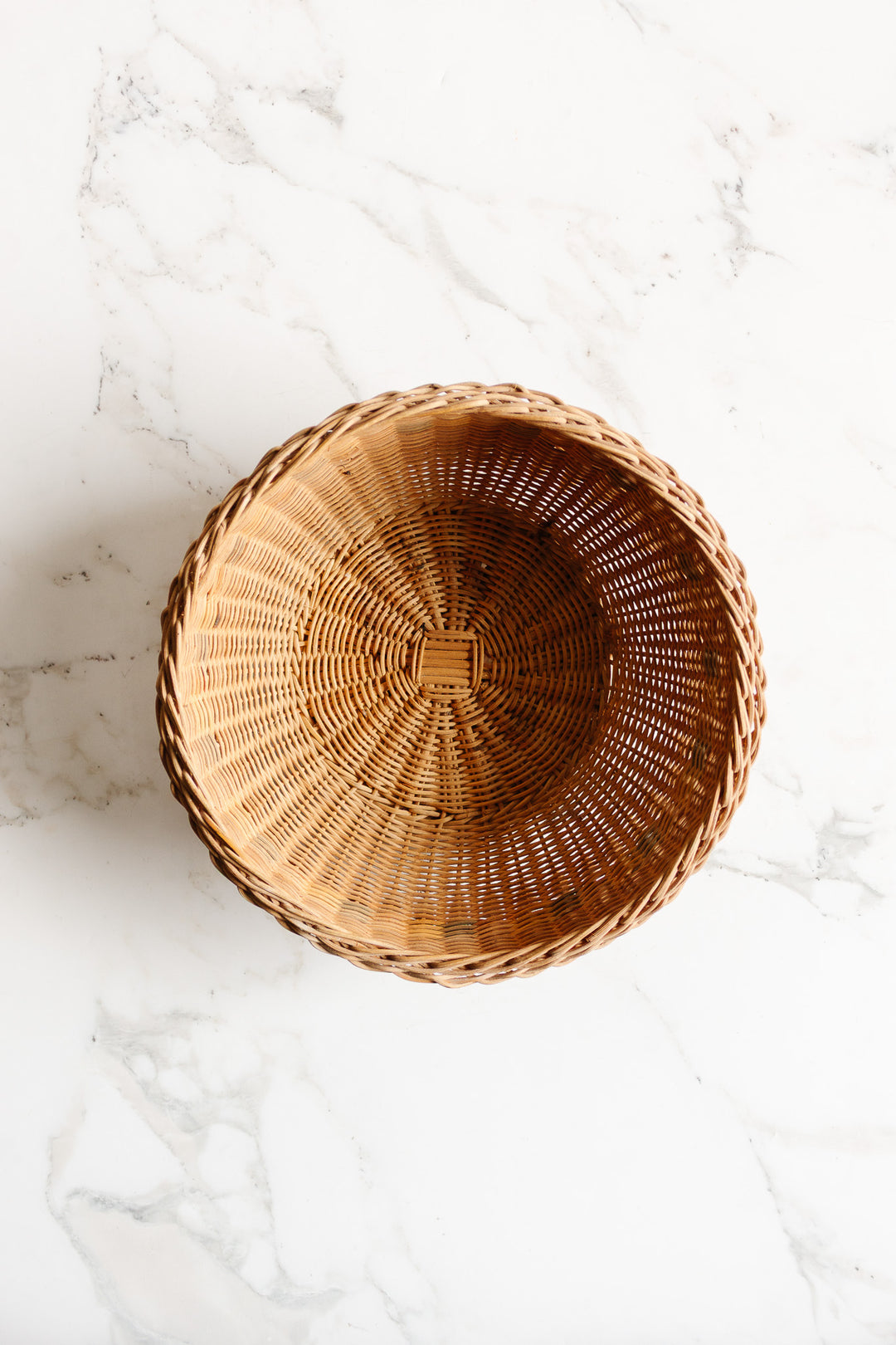 vintage french woven wicker round basket