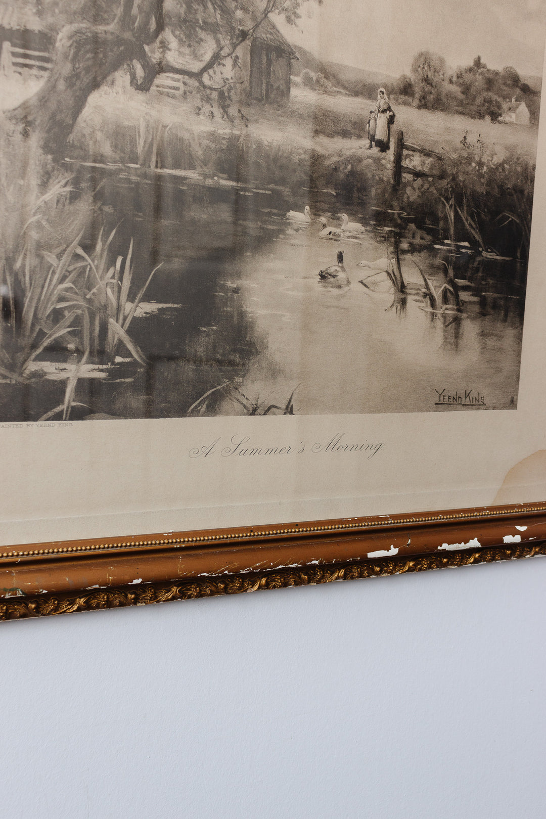 antique English framed lithograph, “A Summer’s Morning”