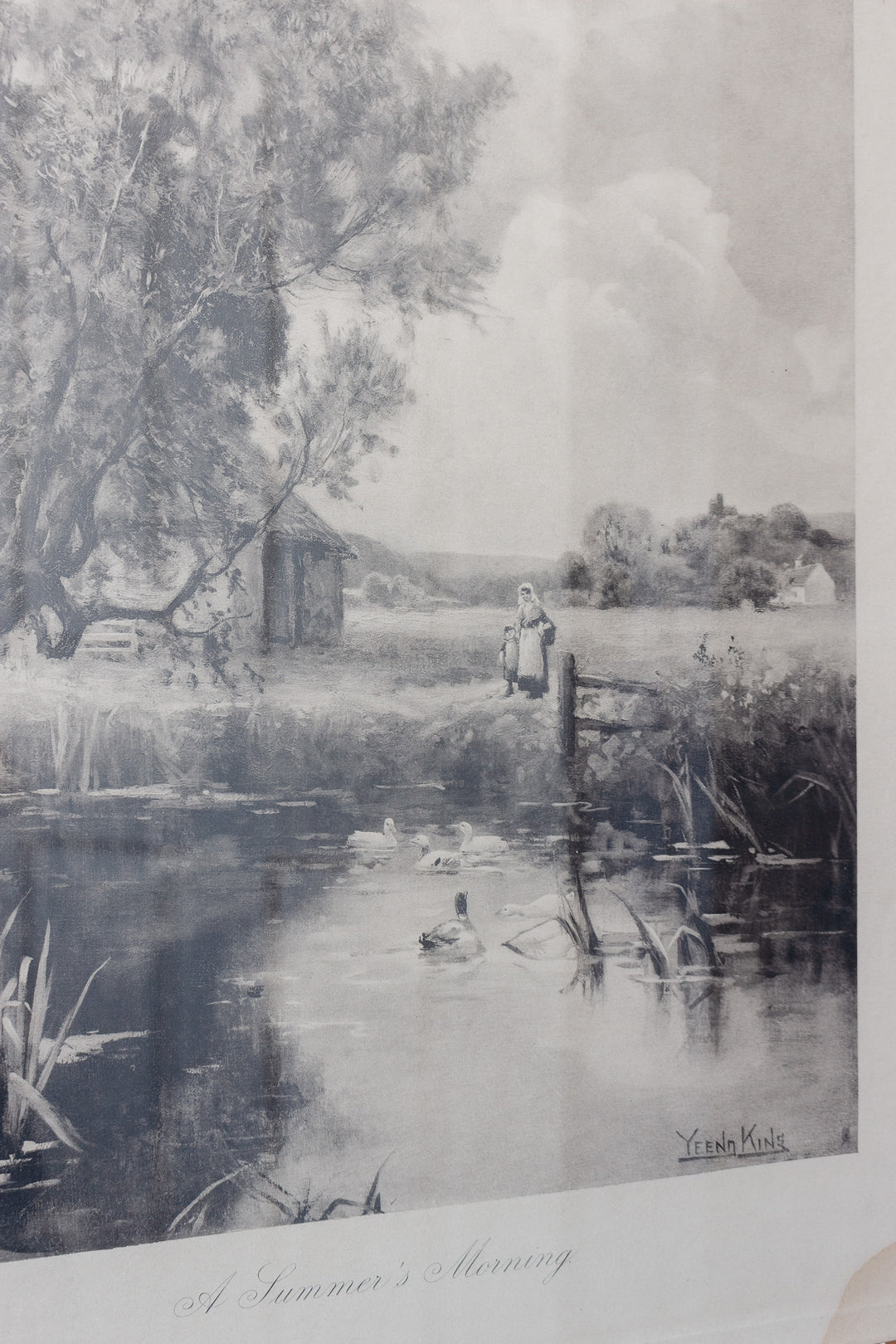 antique English framed lithograph, “A Summer’s Morning”