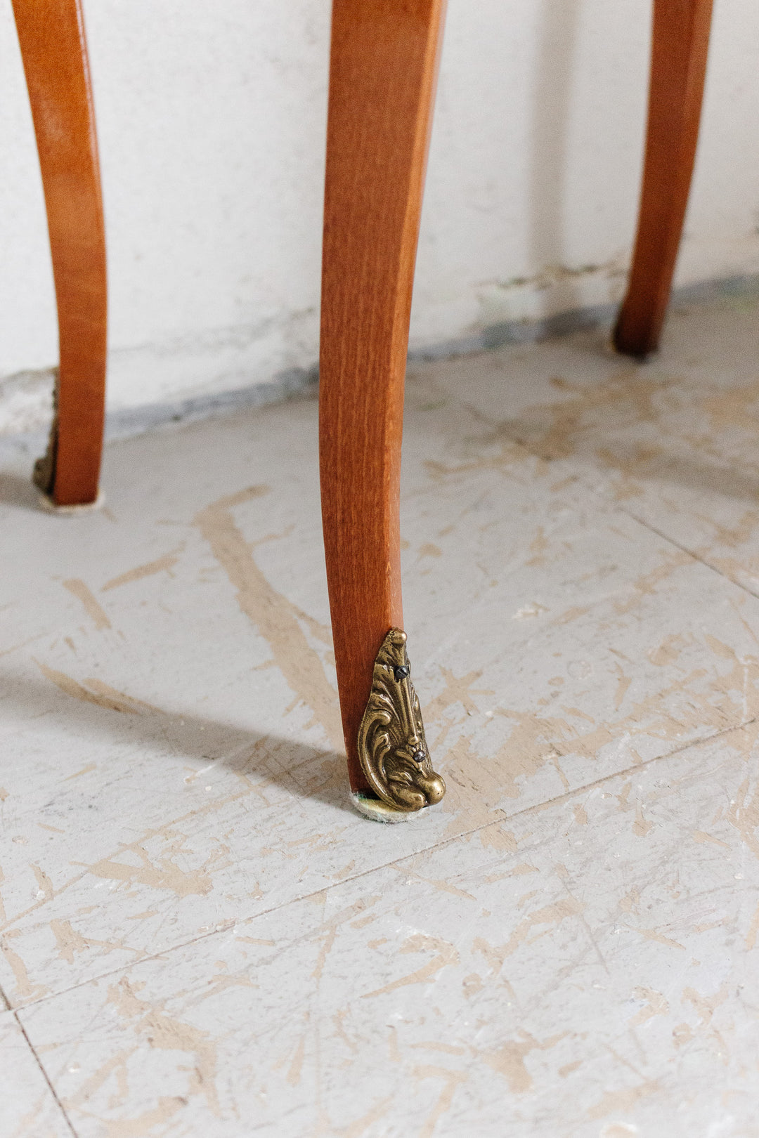 vintage louis xv style side table with marquetry inlay