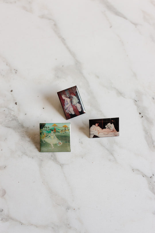 vintage french "éditons atlas" art pins,  set of 3