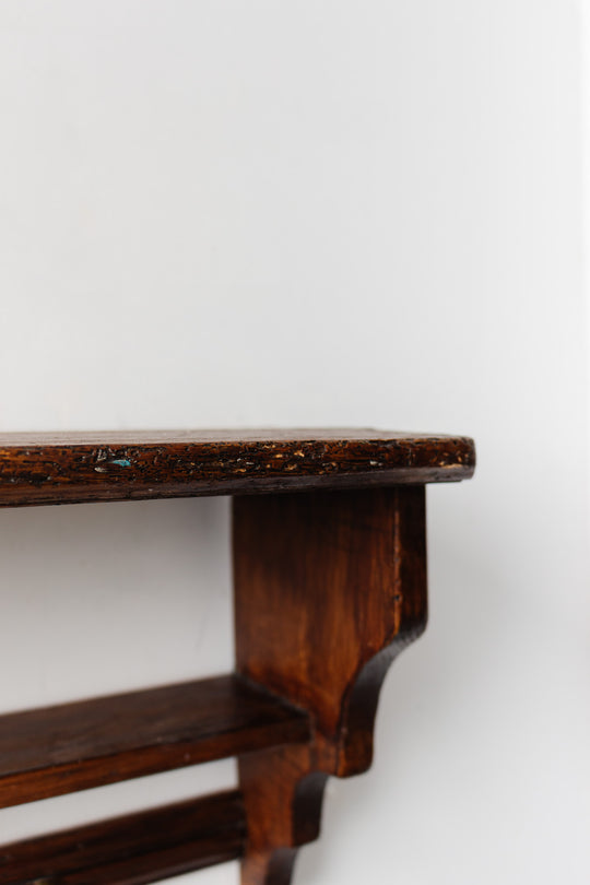 vintage french wall mounted farmhouse wooden shelf with hooks