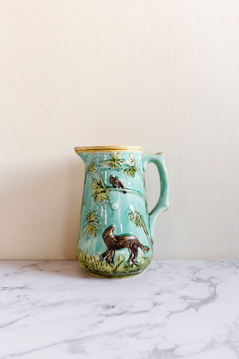 19th century French Mouzin Leach et Cie. majolica pitcher