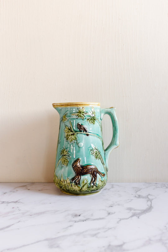 19th century French Mouzin Leach et Cie. majolica pitcher