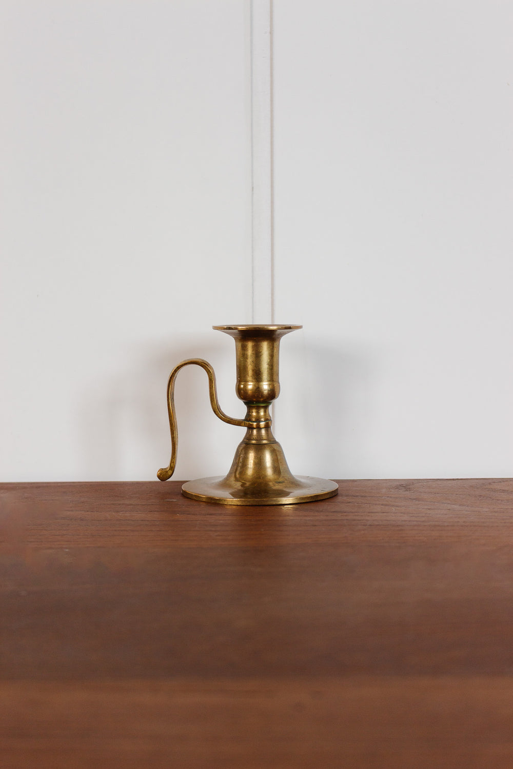 antique french brass curved handle chamberstick