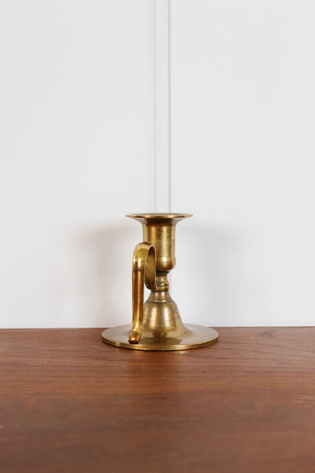 antique french brass curved handle chamberstick