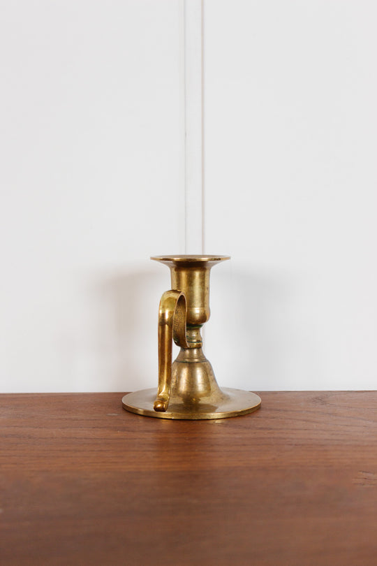 antique french brass curved handle chamberstick