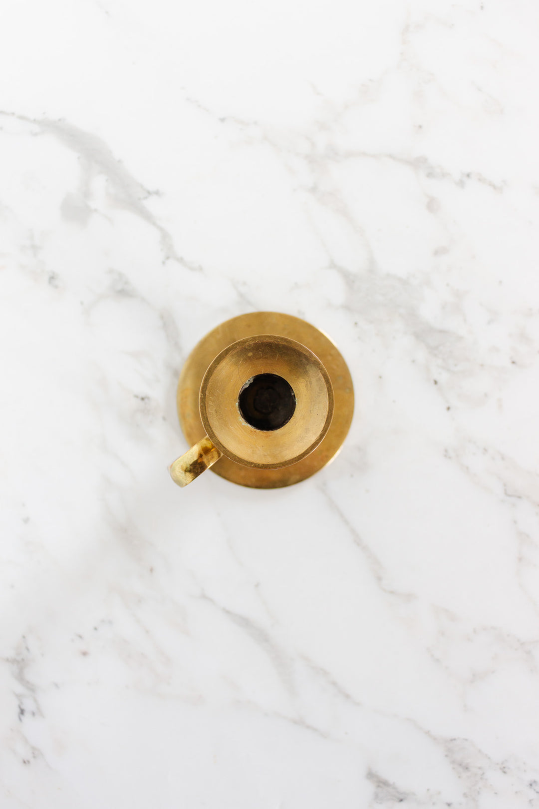 antique french brass curved handle chamberstick