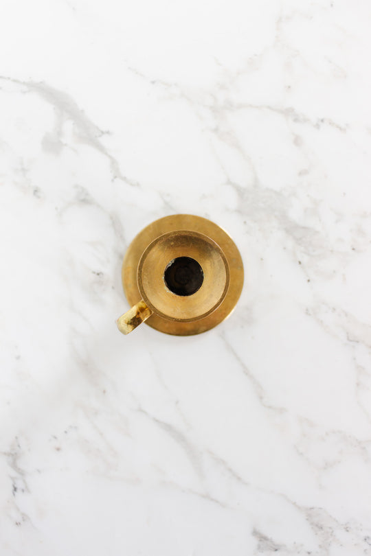 antique french brass curved handle chamberstick