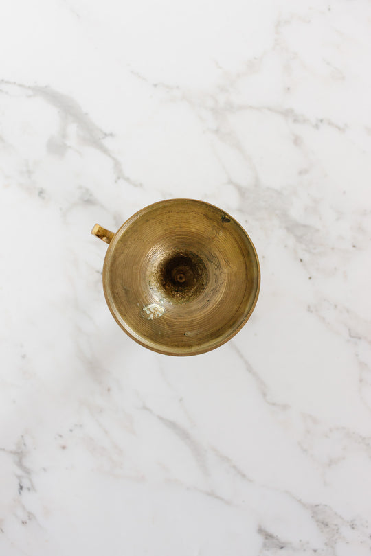 antique french brass curved handle chamberstick