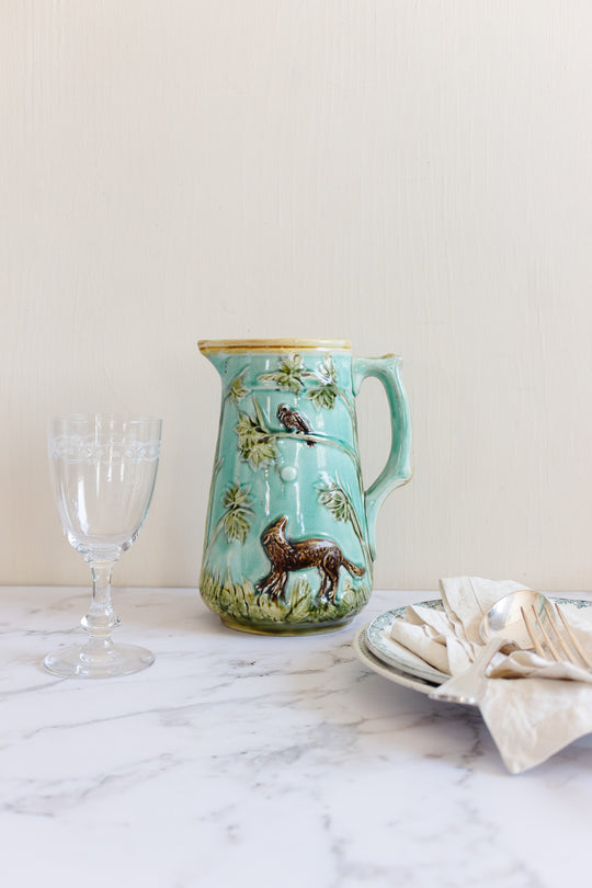 19th century French Mouzin Leach et Cie. majolica pitcher