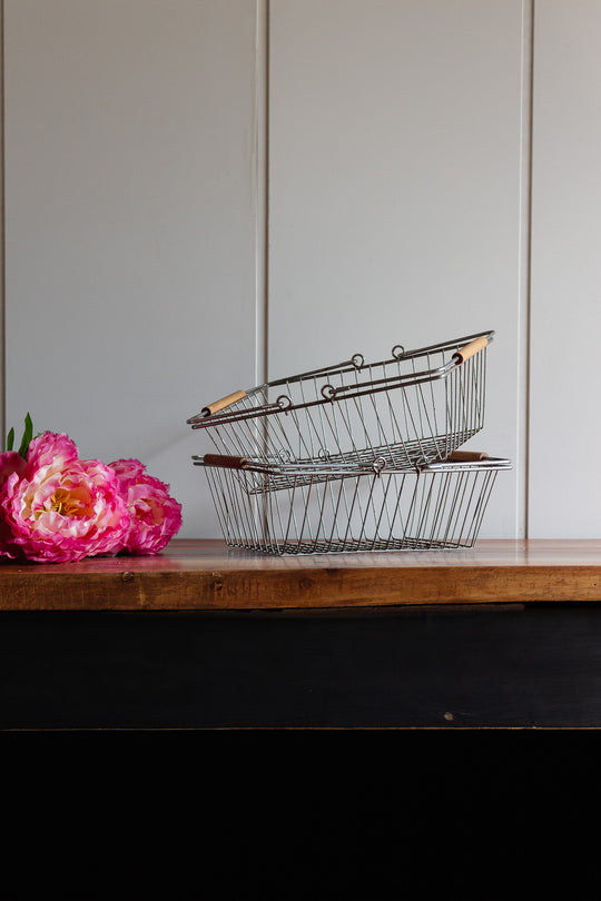 vintage french wood handled "marché panier"