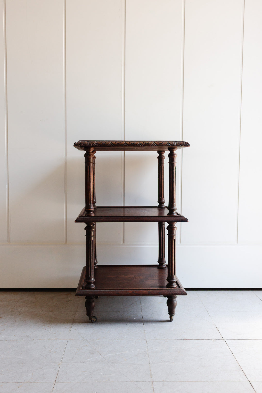 antique french three tier table - wood & marble