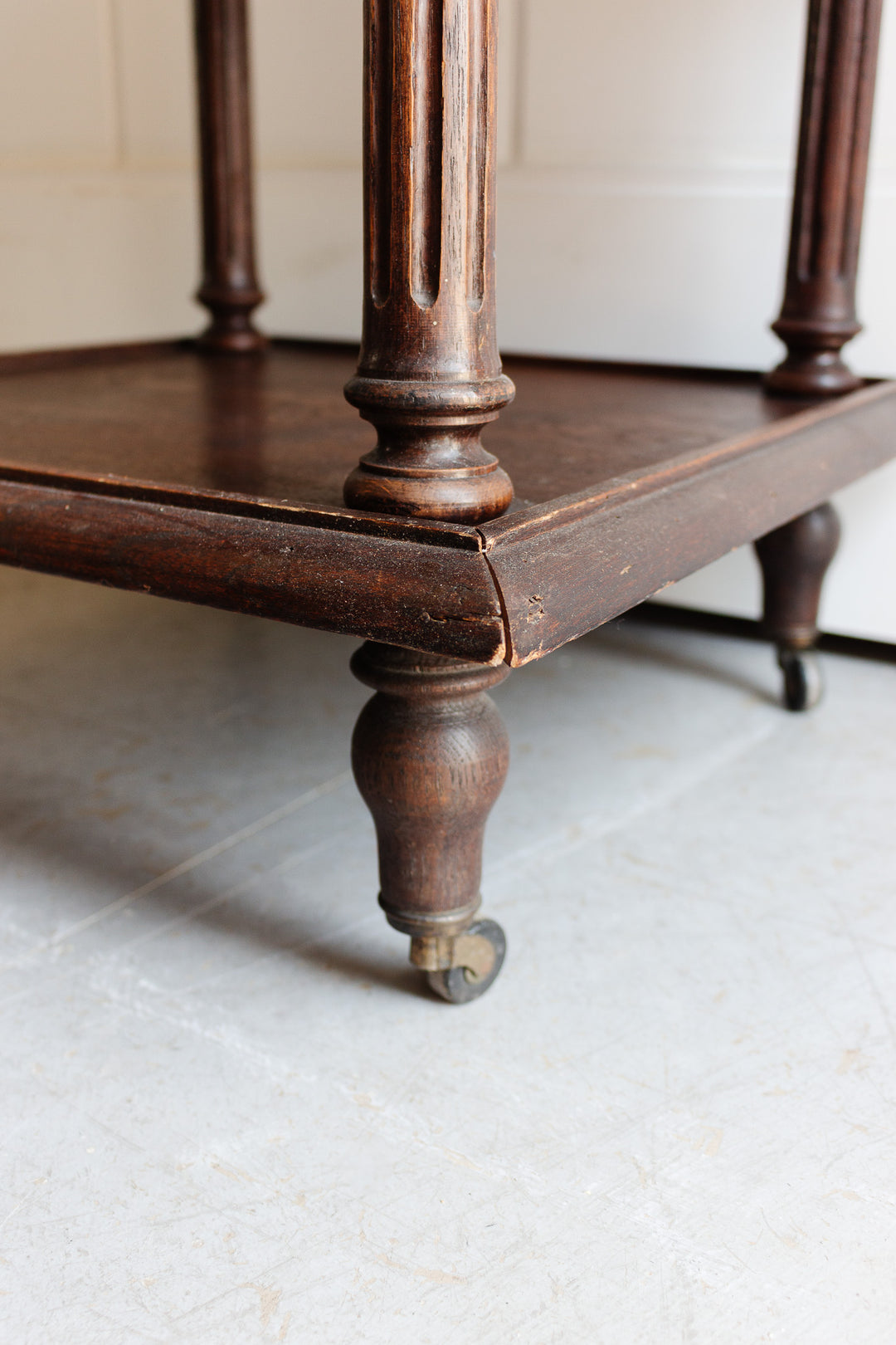 antique french three tier table - wood & marble