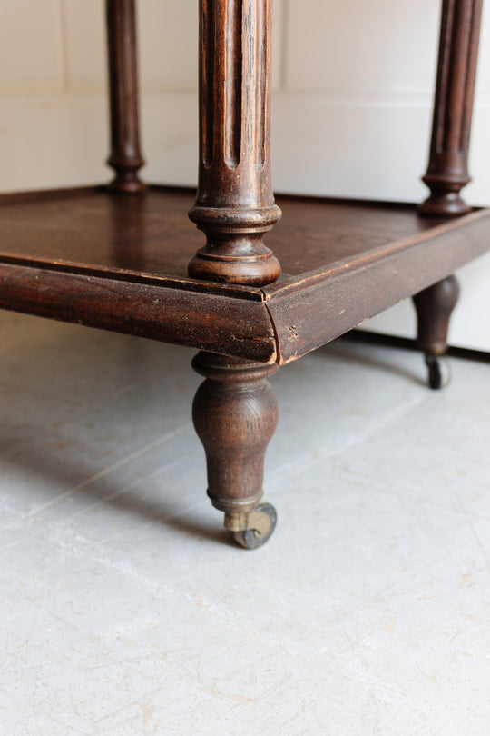 antique french three tier table - wood & marble