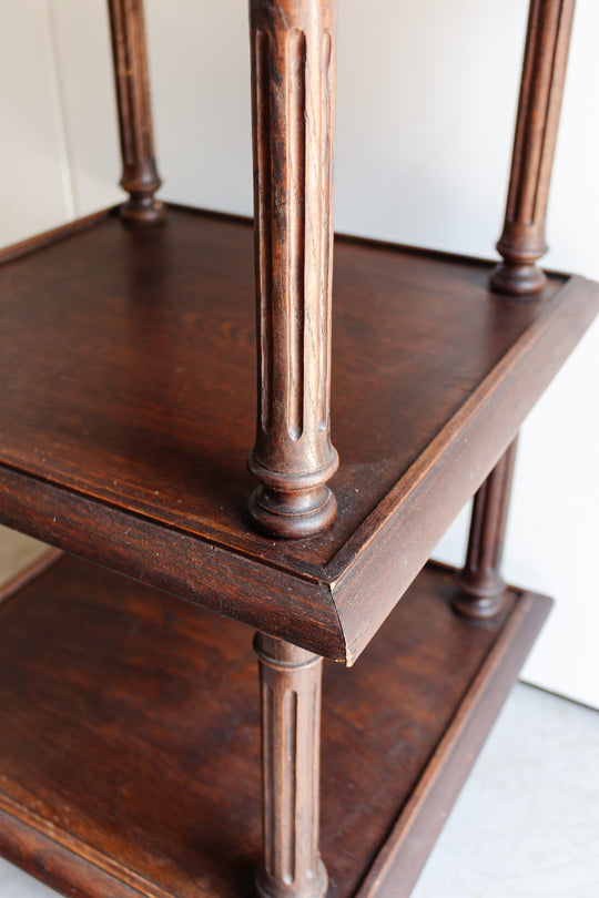 antique french three tier table - wood & marble