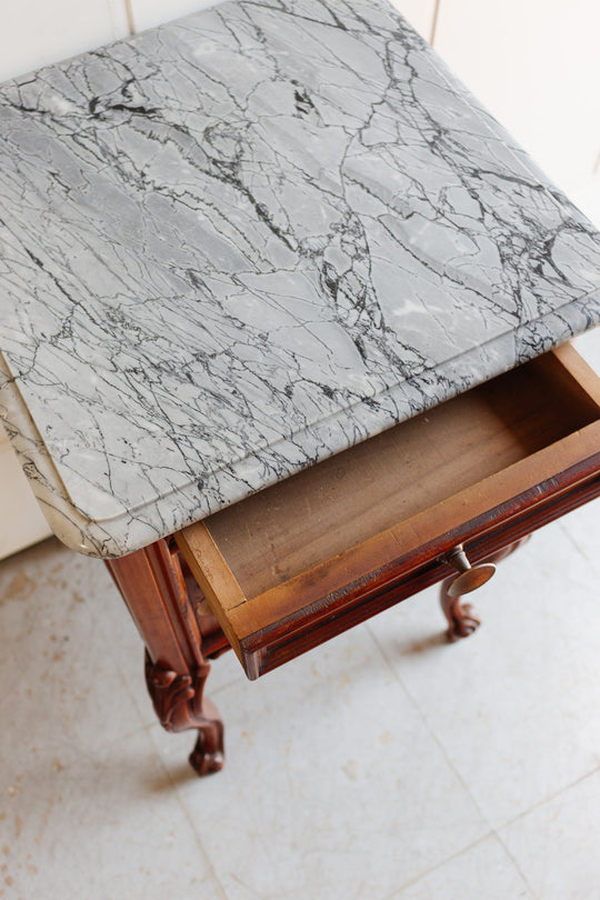 antique french louis xv bedside table with marble top