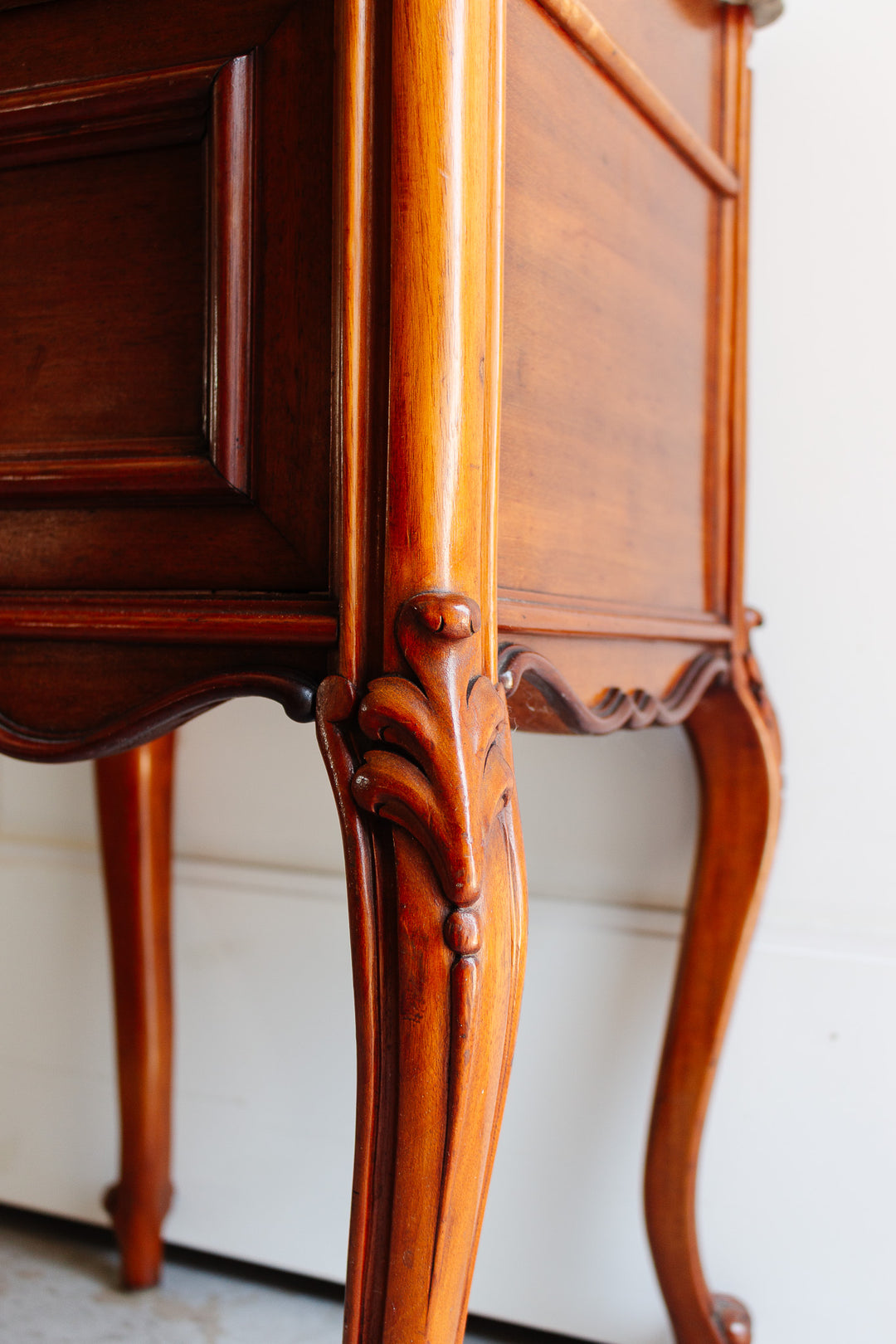antique french louis xv bedside table with marble top