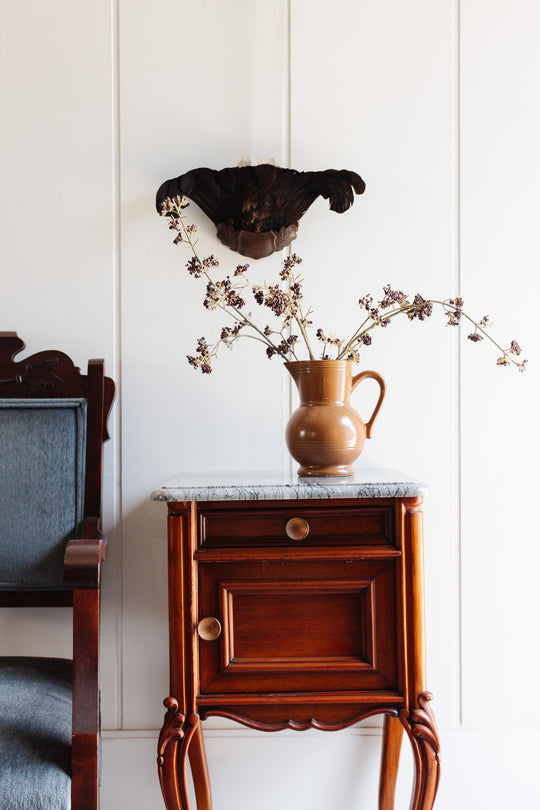 antique french louis xv bedside table with marble top