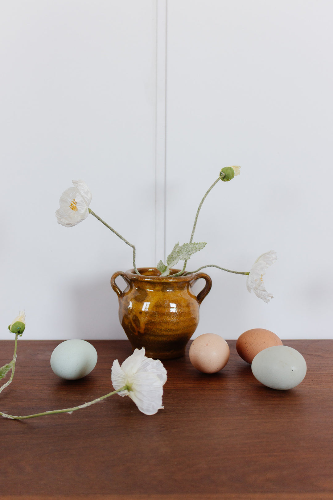 vintage french two tone glazed pot