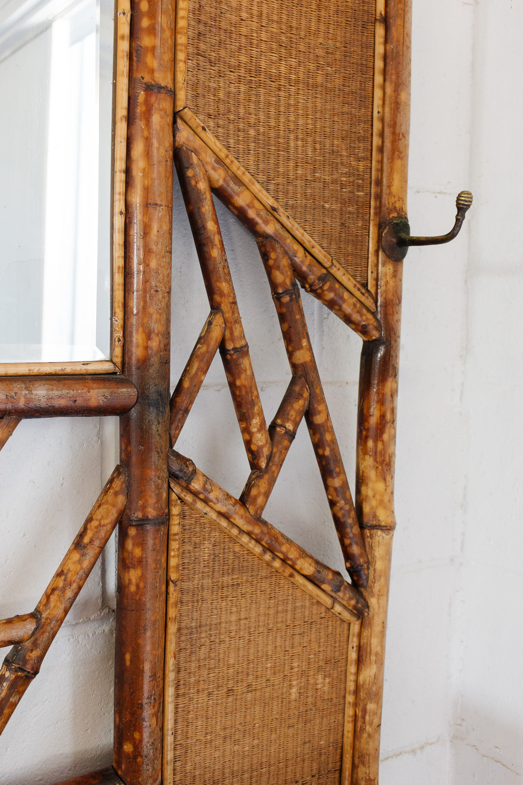 late 19th century french burnt bamboo hall tree