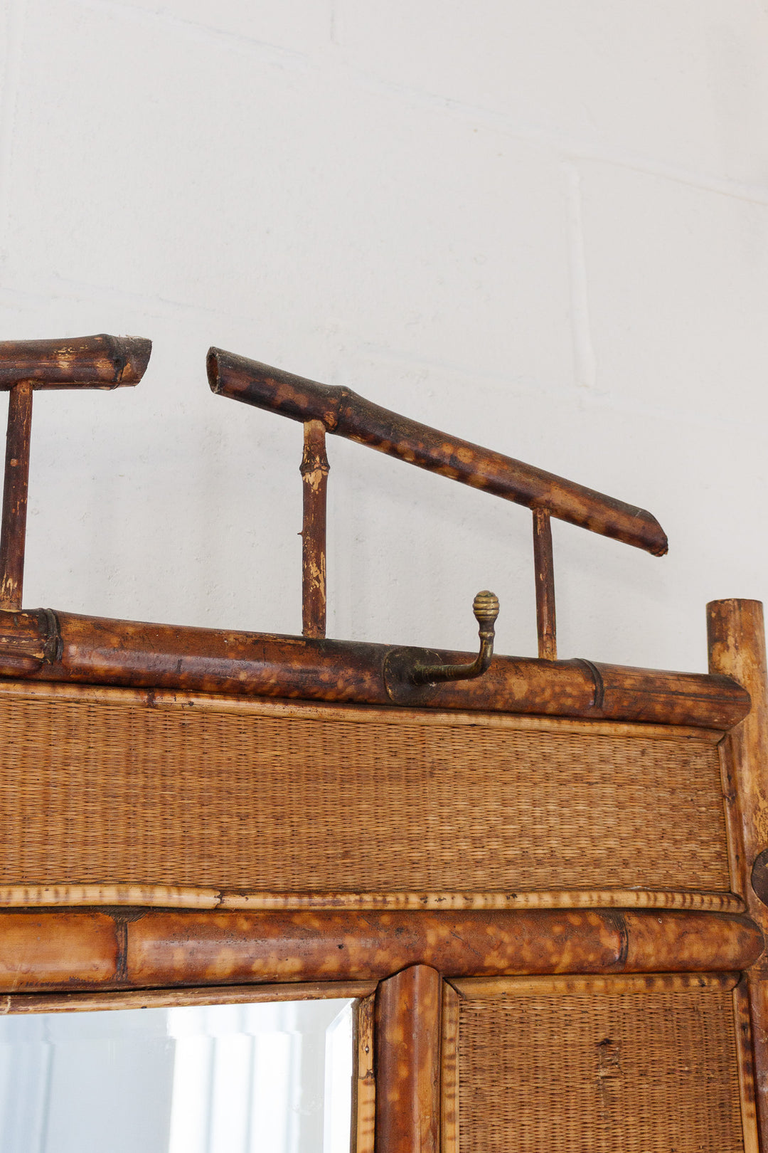 late 19th century french burnt bamboo hall tree