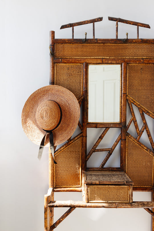 late 19th century french burnt bamboo hall tree