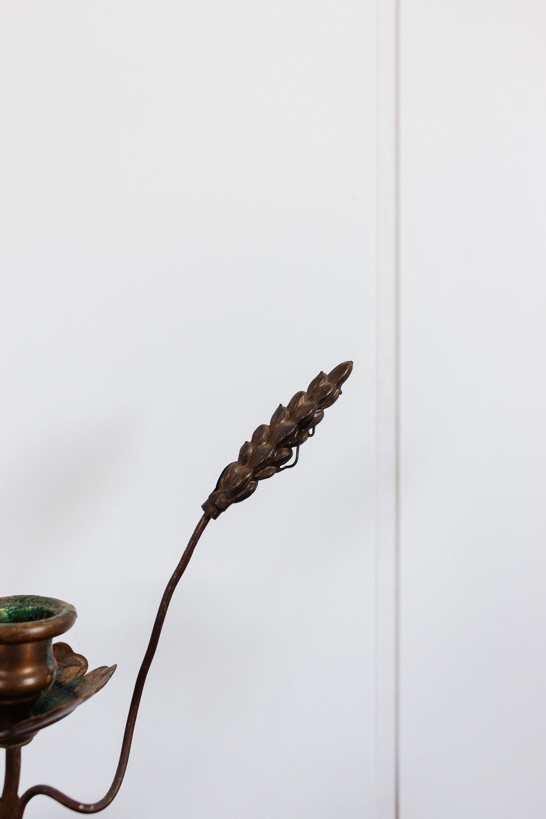 pair of antique french wheat and leaves candelabras