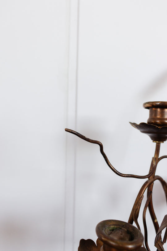 pair of antique french wheat and leaves candelabras