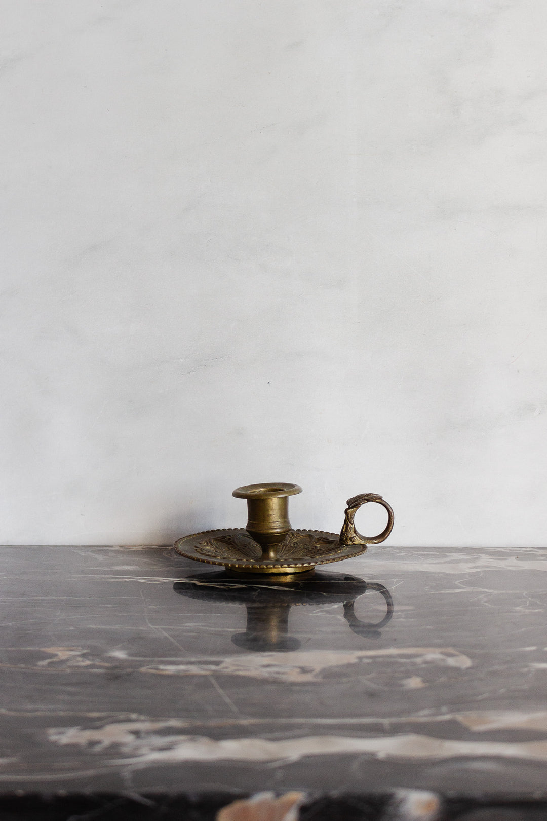 antique french embossed butterfly chamberstick