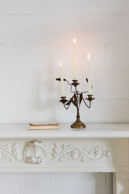 pair of antique french wheat and leaves candelabras