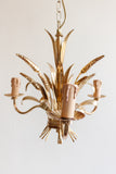 midcentury French “golden wheat” chandelier