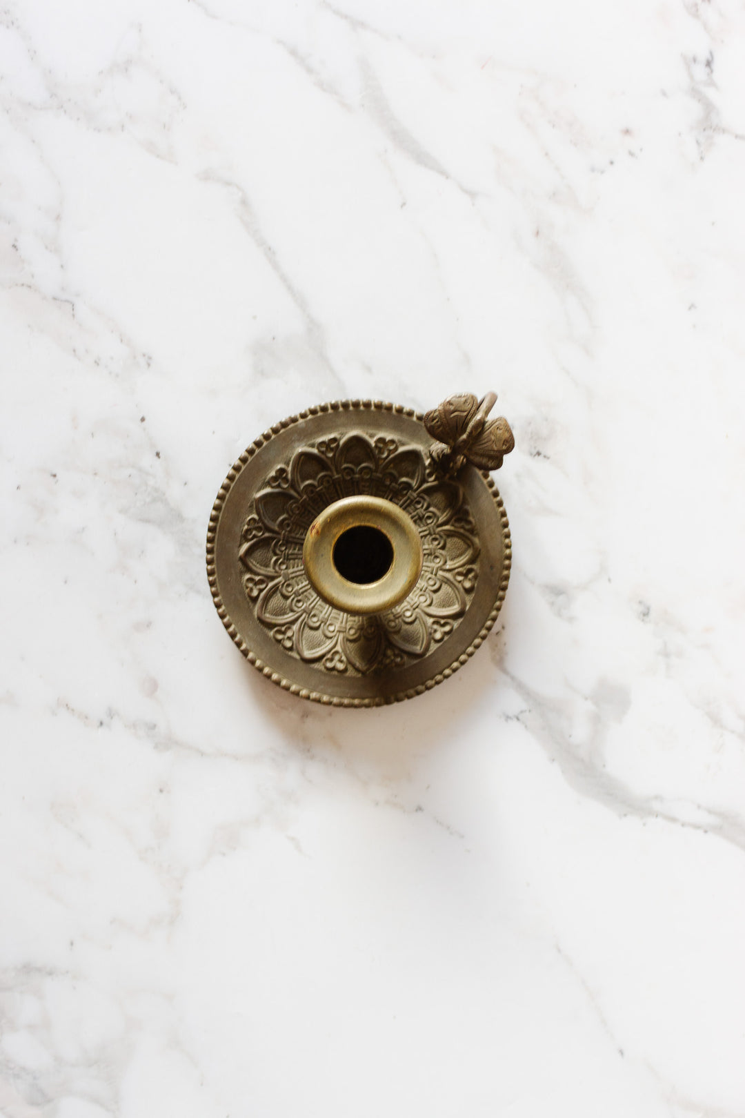 antique french embossed butterfly chamberstick