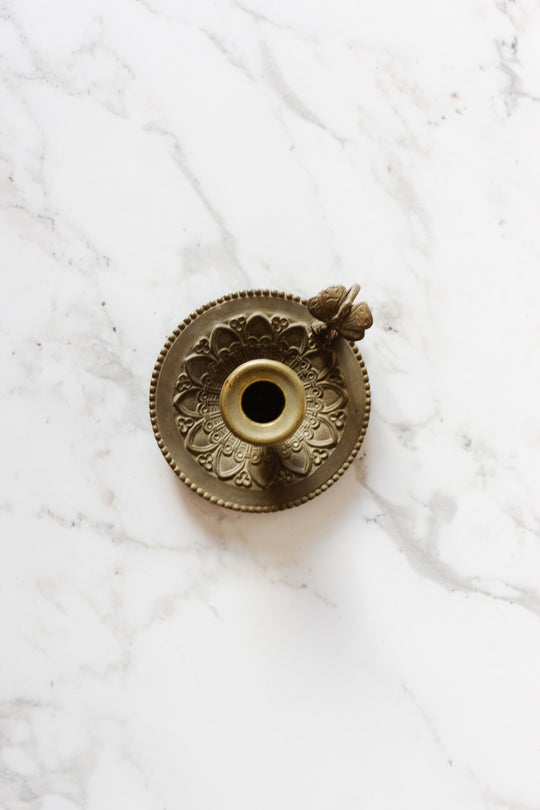 antique french embossed butterfly chamberstick